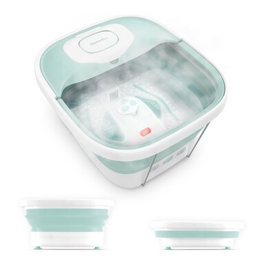 Homedics Smart Space Elite Footbath with Heat Boost, Collapsible, Invigorating Bubble Massage, 3 Pedicure Attachments, Safe to Use Bath Salts, Patented Safety-Lock System, Ergonomic