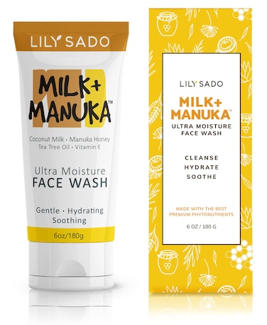 LILY SADO MILK+MANUKA&trade; Coconut Milk &amp; Manuka Honey Cream Face Cleanser &ndash; Natural Ultra Moisturizing Facial Wash Cleanses, Balances, Soothes &amp; Hydrates - Large 6oz