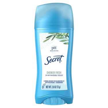 Secret Antiperspirant and Deodorant for Women, 24hr Sweat &amp; Odor Protection, PH Balanced Protection, Gentle on Skin, Invisible Solid, Shower Fresh Scent, 2.6 oz