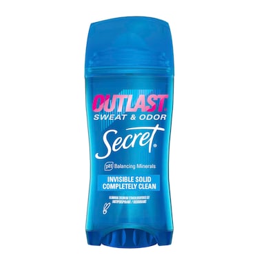 Secret Outlast Antiperspirant Deodorant for Women, Sweat &amp; Odor Protection, PH Balancing Minerals, Invisible Solid, Completely Clean Scent, 2.6 oz