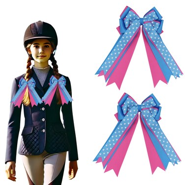 Dielianyi Horse Show Bows Equestrian Show Bows Pony Bows Short Stirrup Bows Horseback Riding Bows Competition Bows Elastic Hair Bows