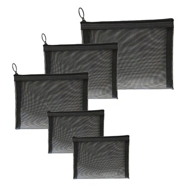 5PCS Mesh Zipper Pouch Bags, Mesh Makeup Bag for Travel Zipper Mesh Pouch for Organizing, Small Travel Kit Storage Pouch for Credit Card Key Holder Coin Purse, Mesh Cosmetic Bag (5Pcs Black)