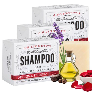 J&middot;R&middot;LIGGETT'S Shampoo Bar, Original Formula - Supports Strong and Healthy Hair - Nourish with Antioxidants and Vitamins - Detergent and Sulfate-Free - Set of Three 3.5 Ounce Bars