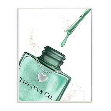 Stupell Industries Makeup Nail Polish Brush Cyan Drip Fashion, Design by Artist Ziwei Li Wall Art, 10 x 15, Wood Plaque