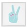 Stupell Industries Peace Hand Teal with Pink Nail Polish Wall Art, 17x17, White Framed