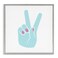 Stupell Industries Peace Hand Teal with Pink Nail Polish, Design by Daphne Polselli Gray Framed Wall Art, 12x12, Blue