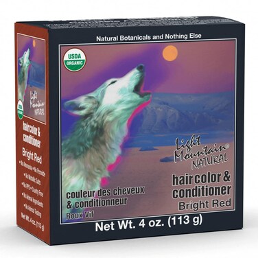 Light Mountain Henna Hair Color &amp; Conditioner - Bright Red Hair Dye for Men/Women, Organic Henna Leaf Powder and Botanicals, Chemical-Free, Semi-Permanent Hair Color, 4 Oz