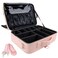 JOURMON Travel Makeup Case Portable Makeup Train Case Organizer Cosmetic Bag with Adjustable Dividers and Shoulder Strap for Makeup Brushes Toiletry Travel Accessories(Pink, L)