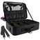 JOURMON Travel Makeup Case Portable Makeup Train Case Organizer Cosmetic Bag with Adjustable Dividers and Shoulder Strap for Makeup Brushes Toiletry Travel Accessories(Pure Black, L)