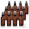 JUVITUS 2 oz / 60 ml Amber Glass Boston Round Bottle with Black Treatment Pump (12 Pack) Refillable Empty Storage Containers
