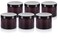 JUVITUS 6 oz Amber PET Plastic (BPA Free) Refillable Low Profile Jar (6 pack) Refillable Empty Storage Containers (Black Lids)