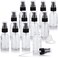 JUVITUS 1 oz / 30 ml Clear Glass Boston Round Bottle with Black Treatment Pump + Funnel (12 Pack)