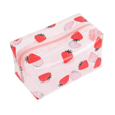 Cute Crystal Clear Cosmetic Bags, Travel Toiletry Clear Makeup Bags, Portable Makeup Brushes Kit Storage Bag, Waterproof Cartoon Organization For Women Girls (Strawberry)