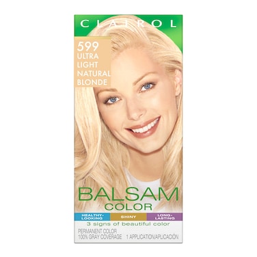 Clairol Balsam Permanent Hair Dye, 599 Ultra Light Natural Blonde Hair Color, Pack of 1