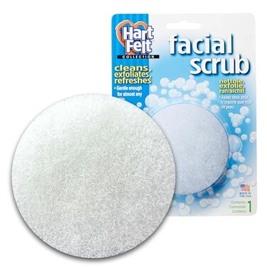 Round Face Scrubber for Women   Reusable Facial Sponges for Daily Cleansing   Facial Exfoliating Pads for Removing Dead Skin, Dirt &amp; Makeup   Use with Favorite Cream   Made in USA - 1 Count