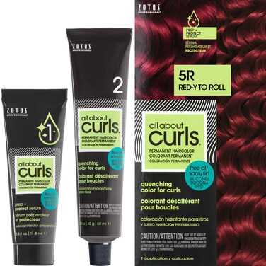 All About Curls Permanent Hair Color Dye For Curly Hair   100% Gray Coverage   Nourished &amp; Radiant Curls   Vibrant Shine &amp; Color