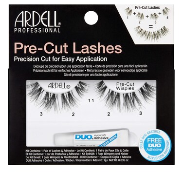 Ardell Pre-Cut Lashes Wispies, Easy-to-Apply False Eyelashes, Customizable Strip Lash Segments with Eyelash Adhesive, 1 Pack