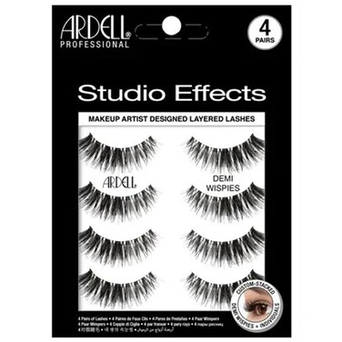 Ardell Studio Effects Demi Wispies False Eyelashes, Custom Layered Wispy Lashes for Natural Volume and Length, 4 Pack