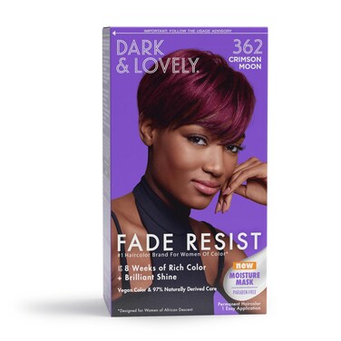 SoftSheen-Carson Dark and Lovely Fade Resist Rich Conditioning Hair Color, Permanent Hair Color, Up To 100 percent Gray Coverage, Brilliant Shine with Argan Oil and Vitamin E, Crimson, 2 Count