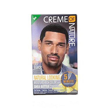 Men's Hair Color by Creme of Nature, Jet Black, Moisture-Rich Color with Shea Butter Conditioner, 1 Application