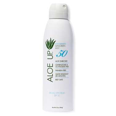 Aloe Up Continuous Sunscreen Spray SPF 50 - Broad Spectrum UVA/UVB Protection - Reef Safe - Moisturizing Aloe Vera - Coco-Mango - 5.5 Oz
