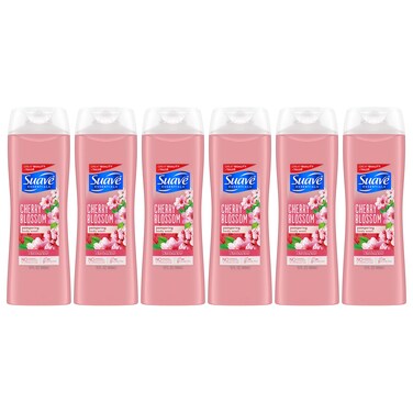Suave Essentials Body Wash, Cherry Blossom, 15 Fl Oz , Pack of 6 (packaging may vary)