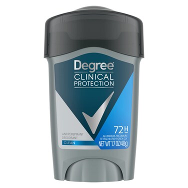 Degree Men Antiperspirant Deodorant Clean 72-Hour Sweat &amp; Odor Protection Prescription-Strength Antiperspirant For Men with MotionSense Technology 1.7 oz