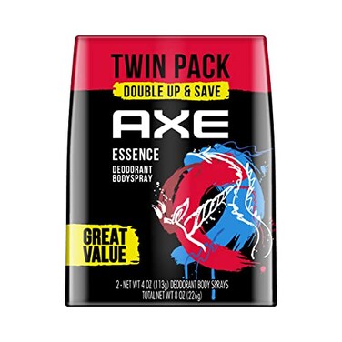 AXE Dual Action Body Spray Deodorant for Long Lasting Odor Protection Essence Black Pepper &amp; Cedarwood Mens Deodorant Formulated Without Aluminum 4.0 oz, Twin Pack