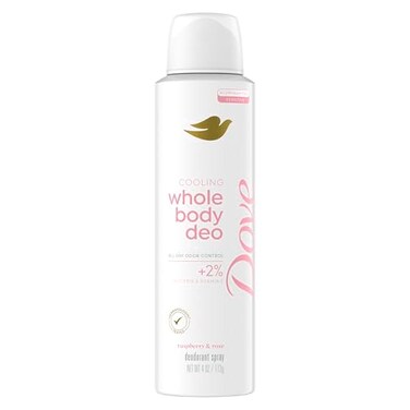 Dove Whole Body Deodorant Cooling Spray Raspberry &amp; Rose Aluminum Free 4oz