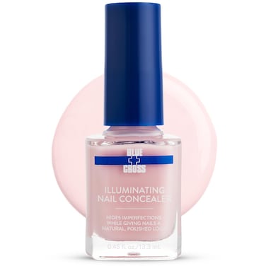 Blue Cross Illuminating Nail Concealer Polish, 5 Minute Manicure, Topcoat &amp; Basecoat Nail Lacquer, Made in USA for Natural Shine, 0.45oz