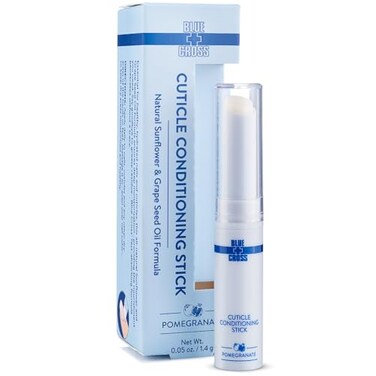 Blue Cross Cuticle Balm Conditioning Stick, Scented Cuticle Softener Oil Balm with Nourishing Sunflower &amp; Grape Seed Oil, Professional Nail Care Supports Dry + Damaged Cuticles, 0.05oz, Pomegranate