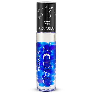Blossom Lip Gloss Zodiac Sign Vanilla Scented Roll-On Lip Gloss, Moisturizing + Hydrating with Zodiac Crystals, Made in USA, 0.20oz, Aquarius