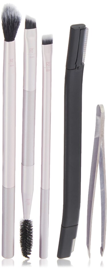 Real Techniques Limited Edition Blush, Blend, Brow Makeup Brush Set to Shape, Fill and Perfect, Mother's Day &amp; Easter Gift, Pink, 5 Count, Perfect For Wife, Spouse, Girlfriend, and Daughter