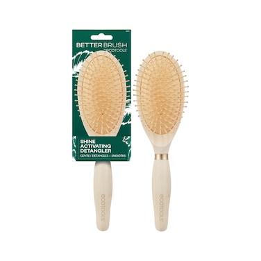 EcoTools Shine Activating Detangler Hairbrush, Brush For Wet Or Dry Hair, Gently Detangle &amp; Style Hair, Heat Safe Paddle Brush, Flexible Bristles, Renewable Bamboo, Vegan &amp; Cruelty-Free, 1 Count