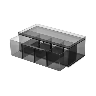 iDesign The Sarah TannoCollection Cosmetic Drawer Organizer,Made of Recycled Plastic,Smoke/Black Large