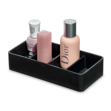 iDesign The Sarah Tanno Collection 4 Slot Silicone Cosmetic Drawer Organizer, Black
