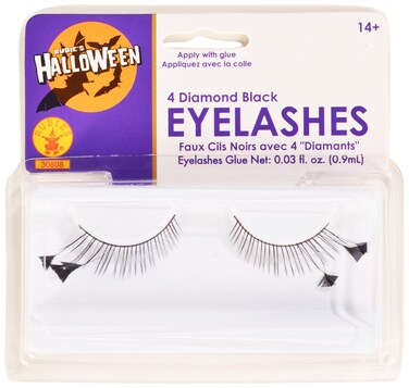 Rubies Black and 4 Diamonds Eyelashes and Adhesive, Multicolor