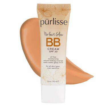 Purlisse Perfect Glow BB Cream with SPF 30 - Matte Meets Dewy Finish - Enriched with Goji &amp; Hawthorn Berry to Help Improve Skin Texture &amp; Radiance - Medium Tan (1.4 oz)
