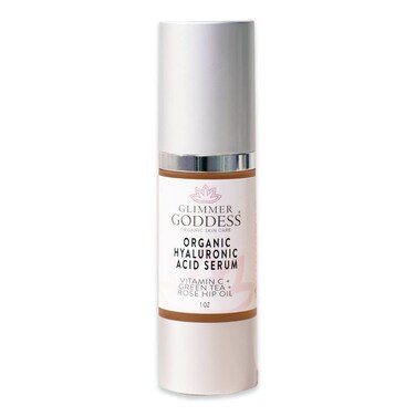 Glimmer Goddess Organic Face Serum with Hyaluronic Acid and Vitamin C &ndash; Hydrating &amp; Firming Formula for Radiant Skin (1 oz)