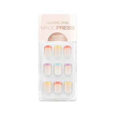 Dashing Diva Magic Press Nails - Eternal Youth   Short, Square Shaped Press On Nails   Long Lasting Stick On Gel Nails   Lasts Up to 7 Days   Contains 30 Stick On Nails, 1 Prep Pad, 1 File