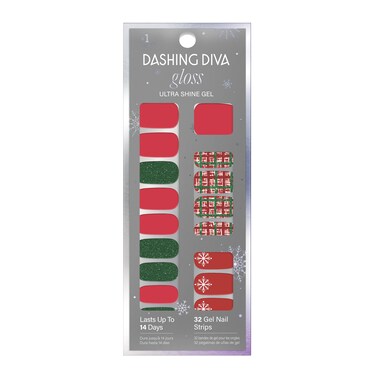 Dashing Diva Gloss Nail Strips - Dad Plaid   UV Free, Chip Resistant, Long Lasting Gel Nail Stickers   Contains 32 Nail Wraps, 1 Prep Pad, 1 Nail File