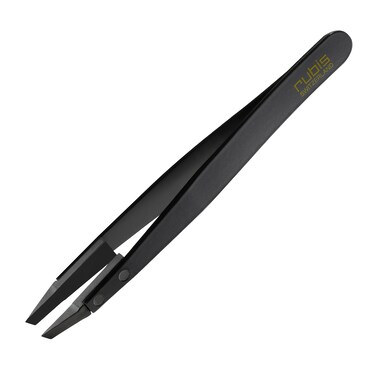 Rubis Classic Techno Stainless Steel Tweezers for Precise Eyebrows and Hair Removal Slanted Polymer Tips, 1KS104, Black,Rubis Switzerland Swiss Made World Renowned Precision