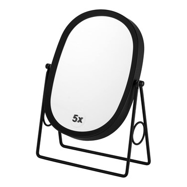 JOYOEIKON Classic Dual Sided 5X and 1X Magnifying Makeup Mirror and Tabletop Standing 360&deg; Rotation Vanity Mirror,Desktop Cosmetic Mirror (Matt Black)
