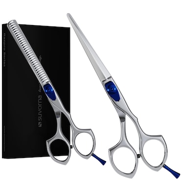 6" Hair Cutting Scissors &amp; Thinning Shears Set - Professional Razor Edge Hair Scissors - Japanese Stainless Steel Hair Thinning/Cutting Shears for Barber/Salons - Exclusive for Women/Men/Home