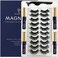Magnetic Eyelashes with Eyeliner, Cat-Eye Magnetic Lashes Kit with Applicator,Most Natural Looking,Reusable Fake Eye Lash, Strongest Waterproof Liquid Liner,Cruelty-Free. 10 Pairs