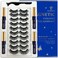 3D Magnetic Eyelashes and Eyeliner Kit - 10 Pairs Reusable Magnetic Lashes Natural Look, Upgraded Long-Lasting 4 Tube Waterproof Liner with Application - Cruelty Free,Easy