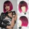7JHH WIGS Short Straight Wig with Bangs 12in Short Hot Pink Bob Wig Synthetic Natural Hair Heat Resistant 150% Density Staight Layered Wig for Women Daily Used