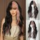 7JHH WIGS Long Wavy Pink Black Highlight Wig 27in Natural Heat Resistant Fiber Synthetic Curly Light Pink Black Ombre Wigs with Bangs for Women Girls Daily Party Chrismas Travel Used