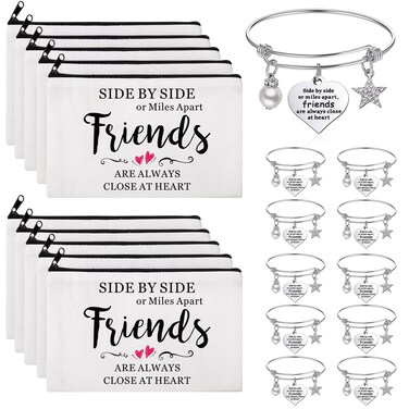 Abbylike 20 Pieces Friends Gifts Bulk for Women Friendships Bracelet Makeup Bag Friendsgiving Long Distance Gifts for Galentines Valentine&lsquo;s Day Friend Group Birthday Family Sister