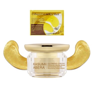 ABERA Kasumi Glowing Cream, Melasma Treatment for Face, Dark Spot Remover for Face, Brighten with Gold Eye Patch (0.7 Oz Per Item) (1 Unit + 1 Eye Patch)